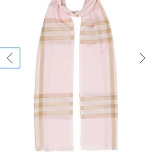 Burberry Giant Check Gauze Scarf Pink and Brown